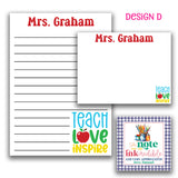 Teacher Notepad/ Notecards - Teacher Appreciation - Ink-credible!