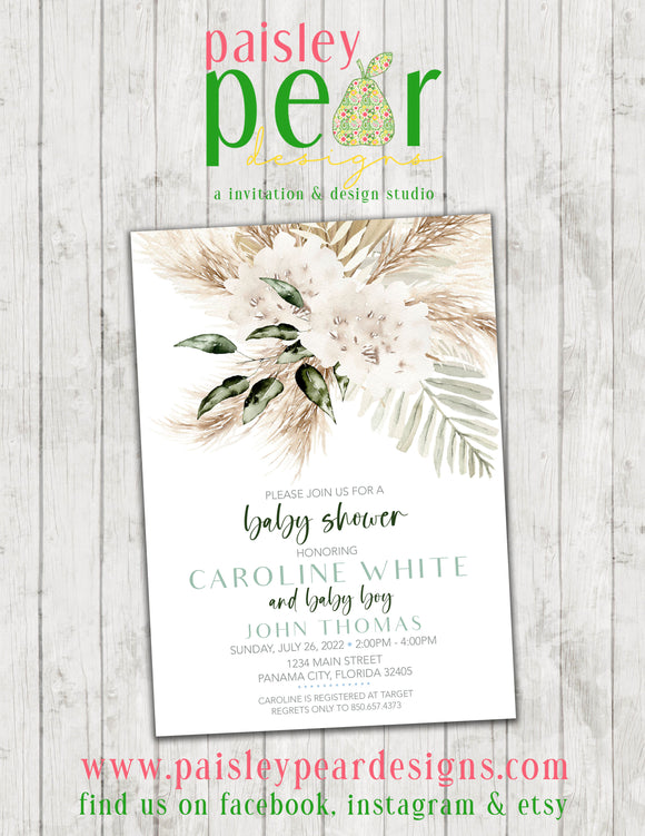 Copy of Boho Floral Baby Shower Invitations - Digital Available