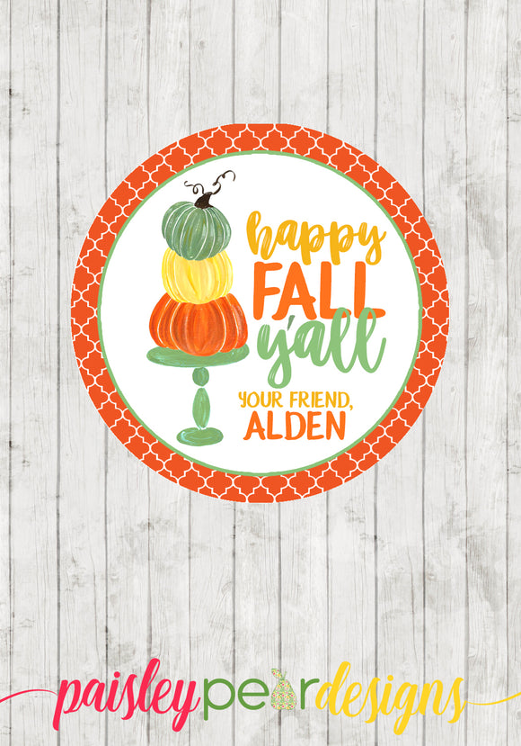 Happy Fall Y'all Pumpkin Tag