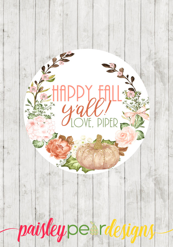 Happy Fall Y'all Floral Tag