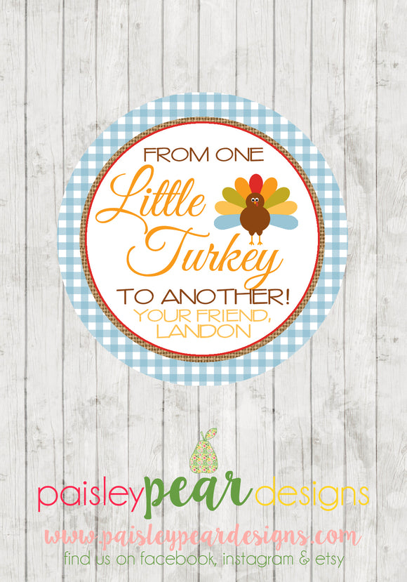 Little Turkey Blue - Thanksgiving Tag