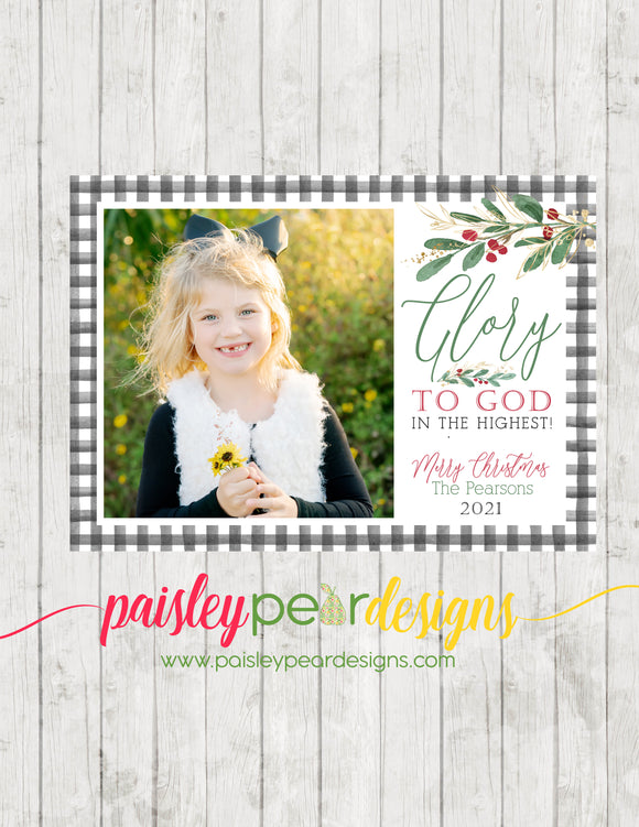 Glory to God - Buffalo Plaid - Christmas Card