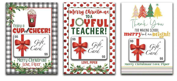Christmas Gift Card Holder - Teachers and More - Digital File Available