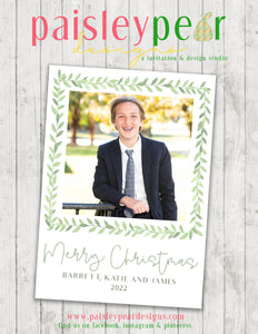 Merry Christmas - Simple Greenery - Christmas Card - Digital Available
