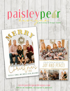 Gold Joy and Peace - Christmas Photo Card - Digital Available