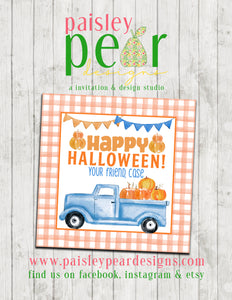 Pumpkin Truck - Happy Halloween Treat Tag