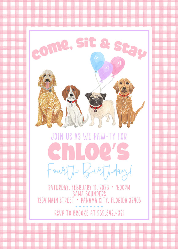 Puppy Dog Birthday - Birthday Invitation - Digital Available