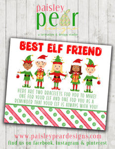 Best Elf Friend - Elf Friendship Bracelet Kit - Christmas Treat Tag