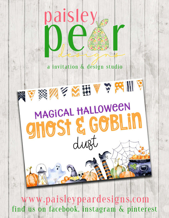 Magical Halloween Ghost & Goblin Dust - Halloween Treat Tag - Digital File Available