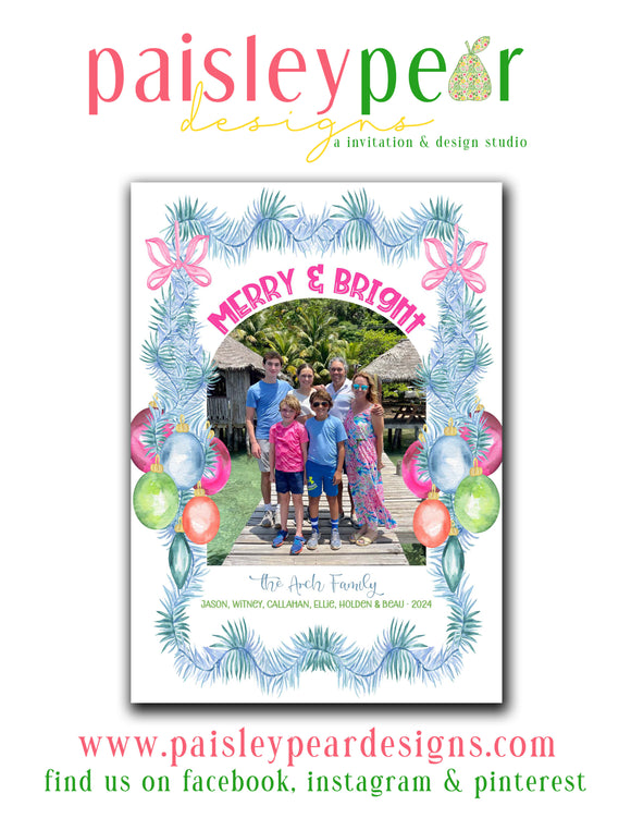 Merry and Bright Watercolor - Christmas Photo Card - Digital Available