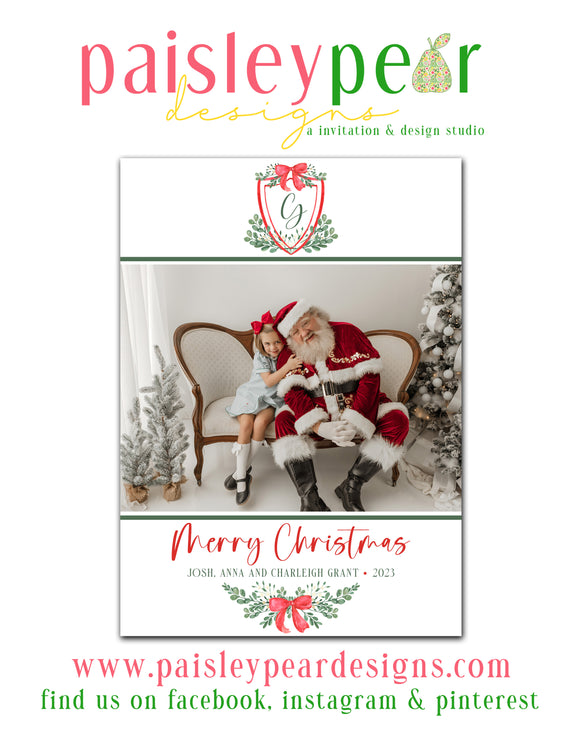 Monogram Christmas - Christmas Photo Card - Digital Available