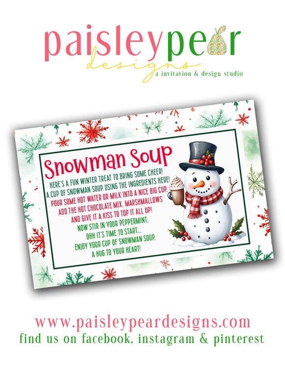 Snowman Soup - Christmas Treat Tags