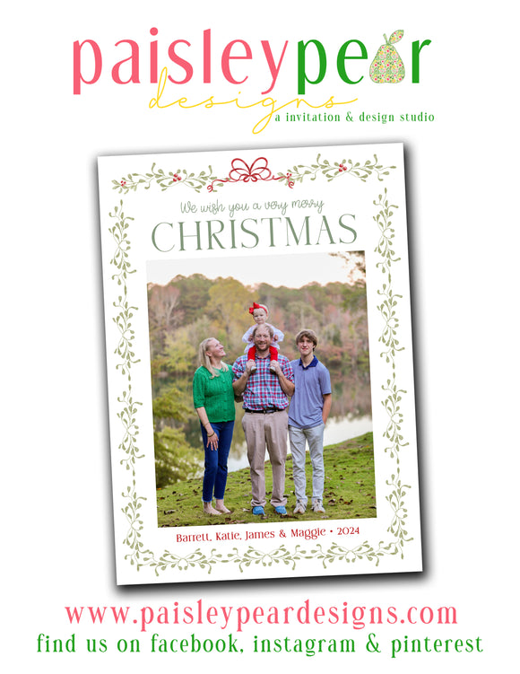 Delicate Greenery - Christmas Photo Card - Digital Available