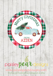 Truck and Tree - Christmas Treat Tags