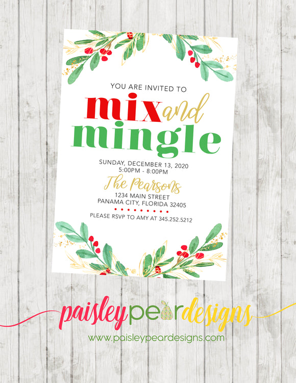 Mix and Mingle - Christmas Party Invitation