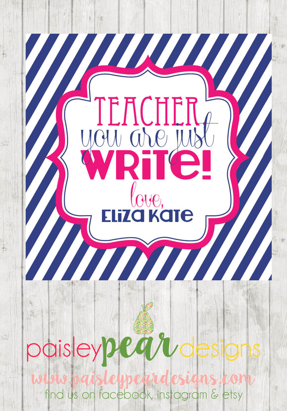 Just Write - Teacher Appreciation Tags