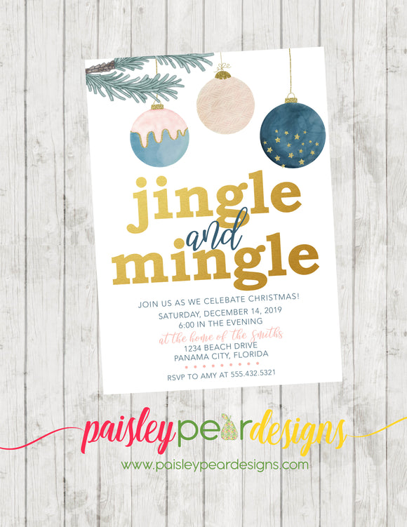 Jingle and Mingle Ornament - Christmas Party Invitation