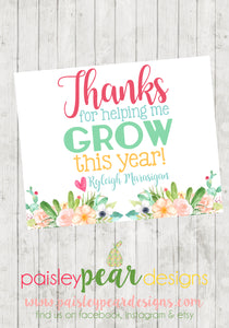 Thanks for Helping Me Grow - Teacher Appreciation Tags