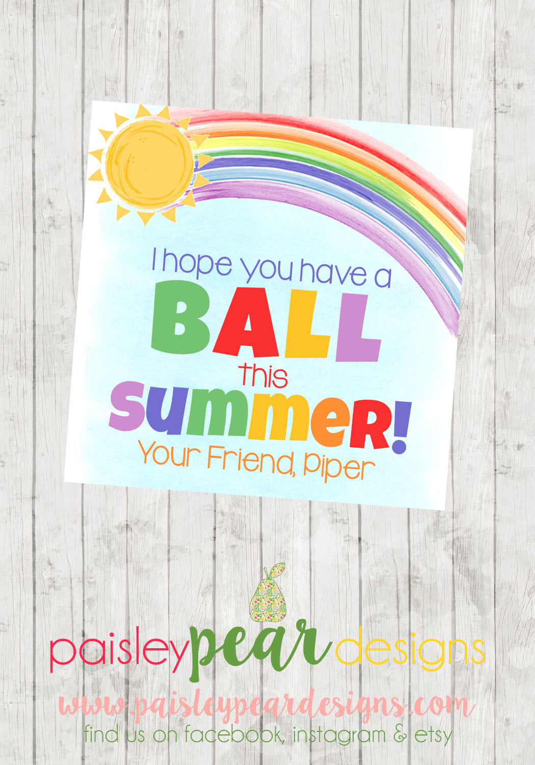 Have a BALL this Summer - Treat Tag – Paisley Pear Designs and Invites for Free Printable Have A Ball This Summer Printable