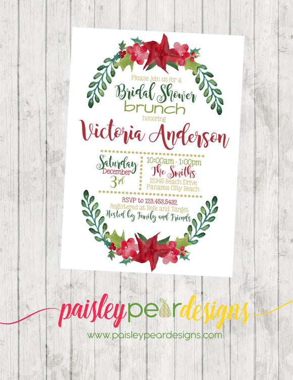 Christmas Brunch Shower - Christmas Party Invitation