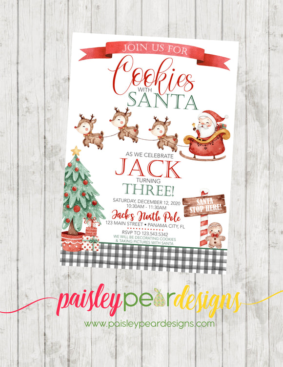 Cookies with Santa - Christmas Party Invitation