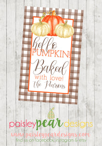 Baked with Love - Hello Pumpkin - Fall Tag