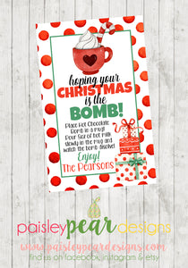 Christmas is the Bomb - Hot Chocolate Bomb - Christmas Treat Tags