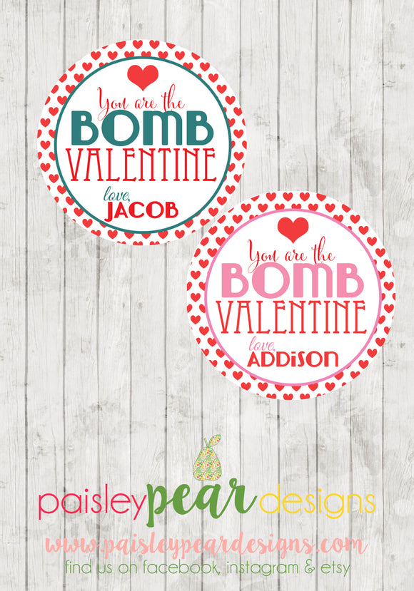 You are the Bomb - Valentine Tags