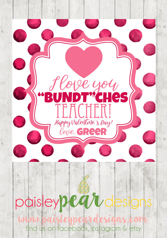 Bundt Teacher - Valentine Tags