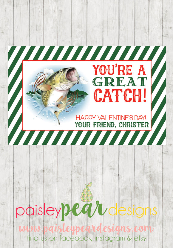 Great Catch Valentine - Treat Tag – Paisley Pear Designs and Invites