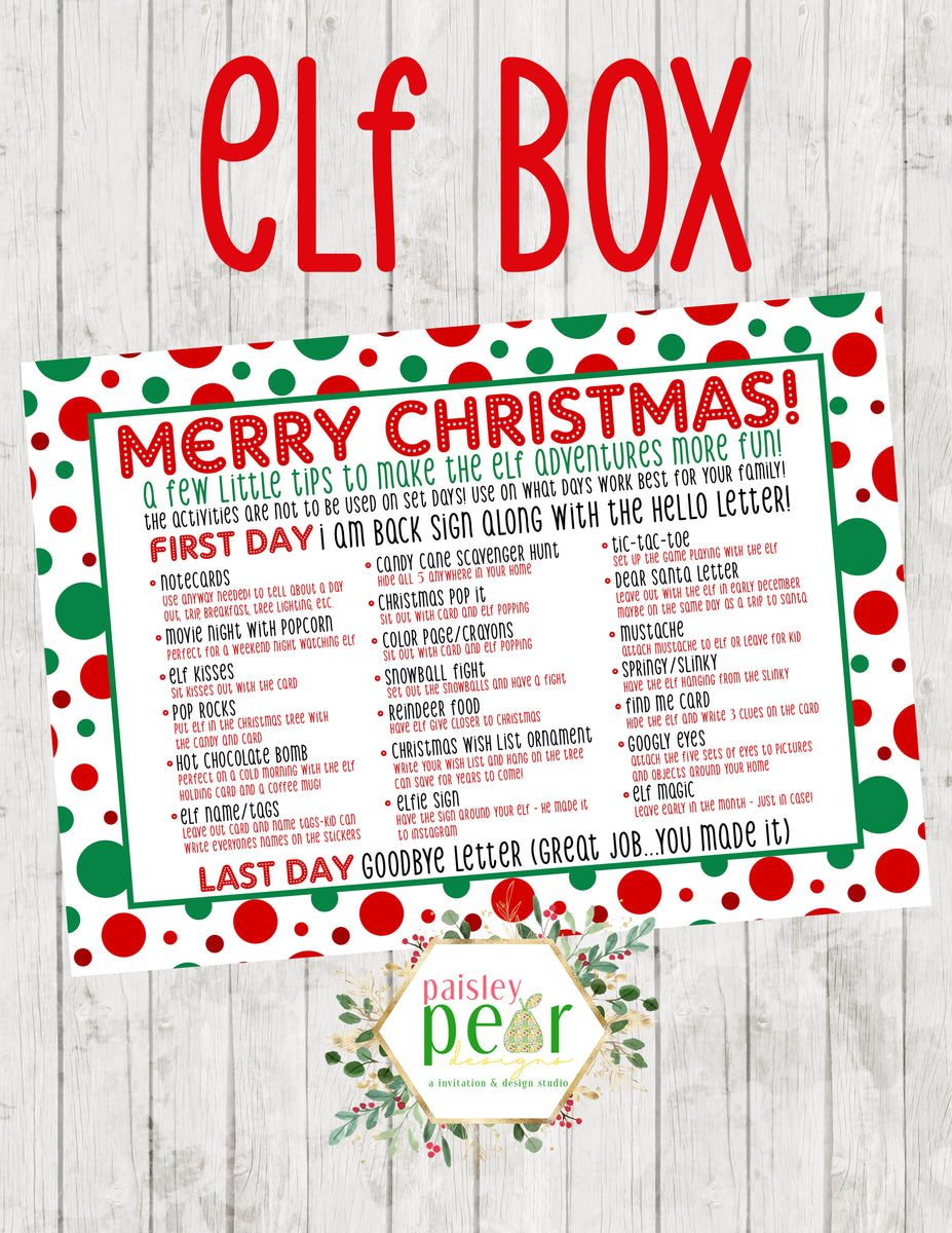 Vol. 21 Elf Box - All the Elf Fun!! – Paisley Pear Designs and Invites