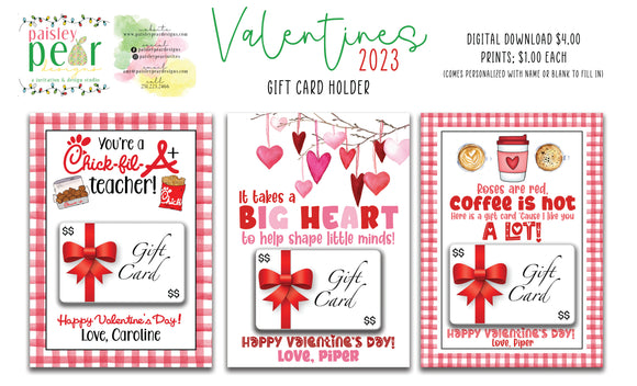 Valentines Gift Card Holder - Teachers and More - Digital File Available