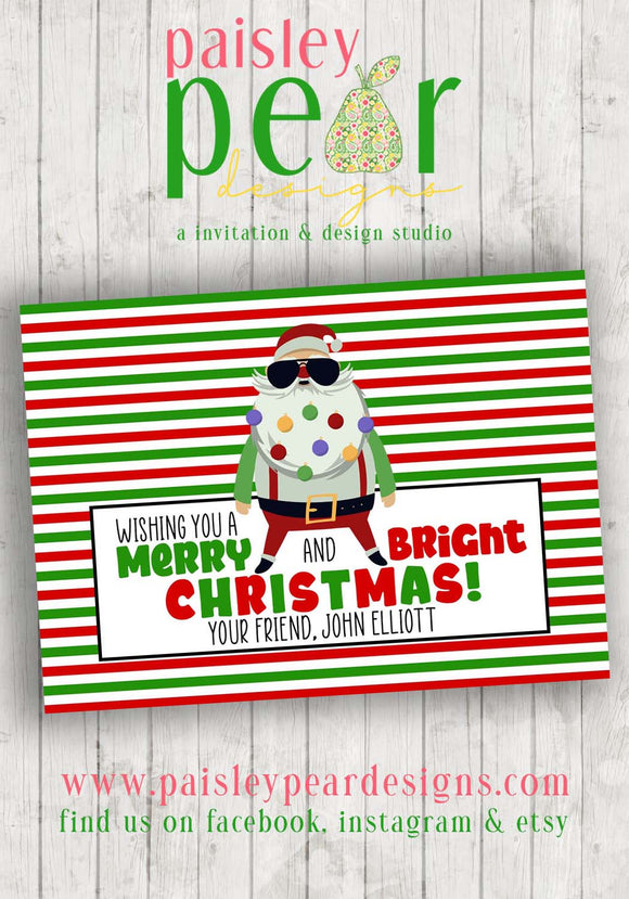 Merry and Bright Christmas - Funny Glasses Treat Tag - Christmas Treats