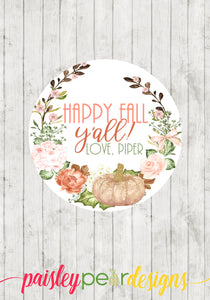 Happy Fall Y'all Floral Tag