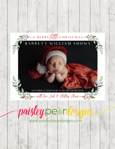 Merry LITTLE Christmas - First Christmas - Announcement - Christmas Card