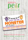 Create your own MONSTER - Halloween Treat Tag