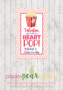 Heart Pops  - Valentine Tags