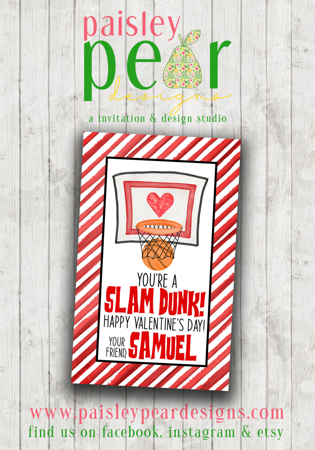 Salm Dunk Basketball Valentine - Dunkaroo's - Valentine Tags – Paisley Pear Designs and Invites for Free Printable Basketball Valentine Cards
