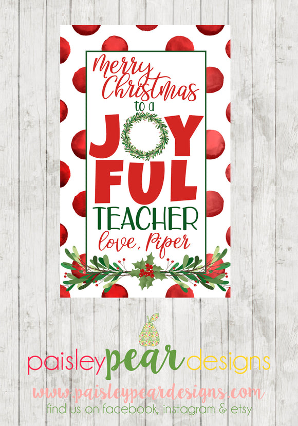 Joyful Teacher - Christmas Treat Tags