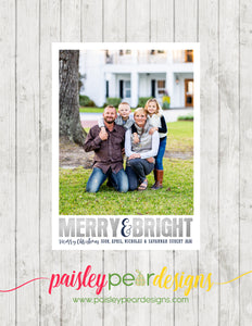 Merry and Bright - Silver - Christmas Photo Card