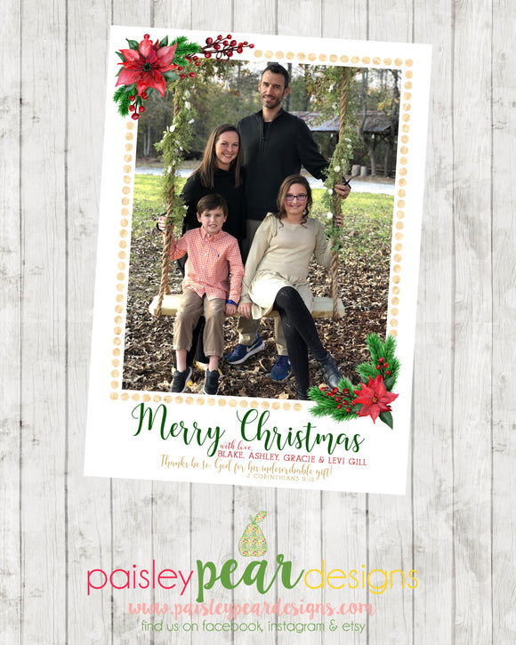 Poinsettia Christmas - Christmas Photo Card